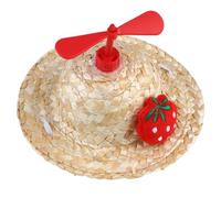 VICASKY Woven Sunhat with Strawberry Pattern Breathable Material Cute Dragonfly Design Comfortable Lightweight Hat for Dogs and Cats Photo Prop and Party Costume Accessory