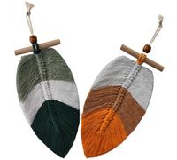 VICASKY Woven Tapestry 2pcs Beautiful Farmhouse Style Leaf Macrame Wall Hanging in Assorted Colour Cotton Material for Dormitory and Bedroom Wall Decor