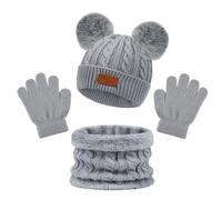 VicBou 3 Pcs Children Winter Warm Beanie Hat Scarf Gloves Set, Warm Knitted Thickened Hat Scarf Gloves Set for 1-5 Years Old Boys and Girls Children Winter Outdoor Sports Accessory Set