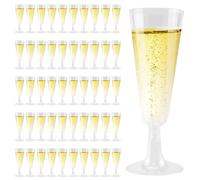 VicBou 50 PCS Champagne Flutes, 160ml/5.6oz Plastic Champagne Flutes, Clear Champagne Glasses Reusable Stemmed Party Wine Cups for Garden Wedding Anniversary Shower Parties
