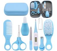 VicBou 8pcs Baby Grooming kit, Newborn Baby Care Accessories with Zipper Box, Baby Hair Nail Thermometer Care Set, Baby Healthcare Set for Newborn Infant, Toddler Girls & Boys (Blue)