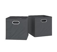Vicco Foldable box, Anthracite, 30 x 30 cm | Set of 2, compatible with shelving systems with integrated handle hole