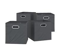 Vicco Foldable box, Anthracite, 30 x 30 cm | Set of 4, compatible with shelving systems with integrated handle hole