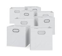 Vicco Foldable box, White, 30 x 30 cm Set of 8, compatible with shelving systems with integrated handle hole