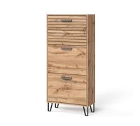 Vicco Shoe tipper Amber, Oak Wotan, 62 x 130 cm with 3 compartments, for storing books, lamps, and everyday items