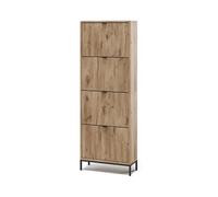 Vicco Shoe tipper Eliza, Viking Oak, 60 x 168 cm with 4 folding drawers, suitable for wall mounting and can be combined with additional modules