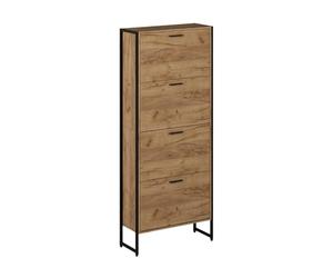 Vicco Shoe tipper Folda, Goldkraft oak/black, 63 x 152.5 cm with 4 tilting compartments