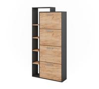 Vicco Shoe tipper Orlando, Gold power oak/anthracite, 80 x 166.1 cm with 4 compartments, for storing and organizing shoes in the entryway