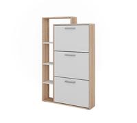 Vicco Shoe tipper Orlando, White/Sonoma, 80 x 128.3 cm with 3 folding compartments, for space-saving shoe storage and organization of accessories