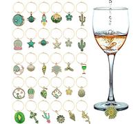 VICDUEKG 31 Pieces Wine Glass Pendant Charms, Glass Identification Drinks Markers Glass Markers Theme Beach Drink Markers Party Decoration for Party Wine Glass Wine Cocktail Champagne, klein