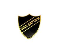 Vice Captain School Shield Badge, Black and Gold, Brass and Enamel, Shield Style, 3 x 2.8 x 0.8 cm, Pack of 4 (Black)