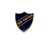 Vice Captain School Shield Badge, Blue and Gold, Brass and Enamel, Shield Style, 3 x 2.8 x 0.8 cm, Pack of 4 (Blue)