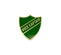 Vice Captain School Shield Badge, Green and Gold, Brass and Enamel, Shield Style, 3 x 2.8 x 0.8 cm, Pack of 4 (Green)