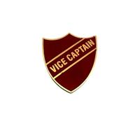 Vice Captain School Shield Badge, Red and Gold, Brass and Enamel, Shield Style, 3 x 2.8 x 0.8 cm, Pack of 4 (Red)