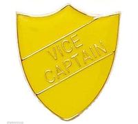 Vice Captain Shield Shape Badge ideal for schools (Yellow)