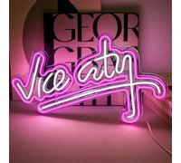 Vice City Neon Sign Pink Led Sign for Bedroom Wall Decor USB Powered Letter Neon Light for Game Room, Bar, Man Cave, Gaming Zone (18.5x11.4 inch)