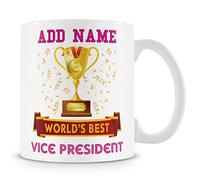 Vice President Mug - Worlds Best Mug Gift - Customise with Name - Pink