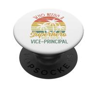 Vice-principal Funny Retro Vintage Superhero Men PopSockets Adhesive PopGrip