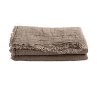Vice Versa Washed Linen Gauze Fringed Curtain Taupe brown 150x300