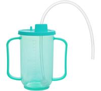 Viceda Adult Reusable Straw Cup, Spill-Proof Sippy Cup with 2 Handles, Lid & Long Straw, Liquid Feeding Cup for Bedridden Patients Parkinson Patient, Patient Feeding Cup for The Elderly, Disabled, Hos