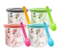 Viceda Ice Cream Pints Cups Set, 4 Pack 16oz Replacement Tubs, Dishwasher Safe, with 4 Colored Lids & Spoons, Ice Cream Cups