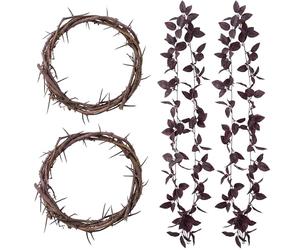 Vicenpal 2 Pcs 10.5" Crown of Thorns from Bethlehem Jerusalem Authentic Religious Easter Wreath Decor Cross Tree Topper Holy Place Christian Gifts Easter Holy W ecor