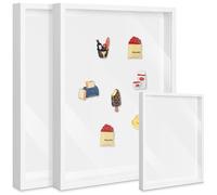 Vicenpal 2 Pcs Large Magnetic Display Board 16" x 12" Souvenir Fridge Magnet Display Board Case Removable Magnet Frames for Wall Dust Proof Magnetic Case Shadow Box for Wall Table Refrigerator (White)