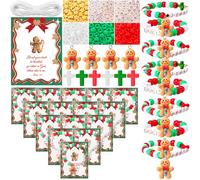 Vicenpal 20 Set Christmas Gingerbread Beaded Craft Kit Acrylic Making Christmas Gingerbread Man DIY Bracelet Gift with Card Bible Gifts DIY Jewelry for Women Men Holiday Necklace Bracelet Favor