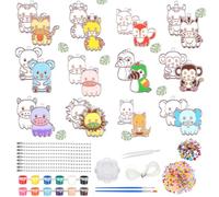 Vicenpal 24 Sets Jungle Animals Suncatchers Ornaments Decorations DIY Window Paint Art Sun Catchers Make Your Own Safari Woodland Forest Animal Craft Kit for Kids Birthday Party Favors Decorations