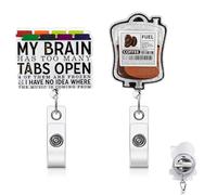 Vicenpal 3 Pcs Funny Badge Reel Badge Reel Coffee Fuel Lord Have Mrsa Too Many Tabs Cute Retractable Funny Clip Holder with Clip Durable Nylon Cord Gift for Nurse Doctor Office Worker ID Card Decor