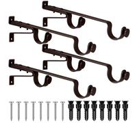 Vicenpal 4 Pack Extended Curtain Rod Brackets Double Curtain Rod Bracket Long Double Drapery Window Wall Mount Bracket Holder, up to 1.25 Holder for Window, Bedroom, Drapery