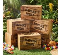 Vicenpal 6 Pcs Havana Night Party Decorations Imitation Wooden-print Boxes Treat Boxes Decor Havana Night or Cuban Party Gifts Birthday Photo Booth Props