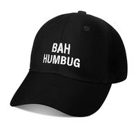 Vicenpal Black Christmas Hat Bah Humbug Baseball Cap Adjustable Embroidered Santa Claus Baseball Cap for Adults Kids Christmas Party Festival Supplies, Black, One size