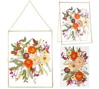 Vicenpal Glass Pressed Flower Frame with 40 Dried Flowers, 11x14 Inch Large Gold Floating Picture Frame with Chain Stand Rectangular Photo Display Wall Decor for Home Office Wedding Plant Specimen