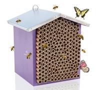 Vicenpal Mason Bee House with Tubes Native Bee Boxes Hive Wooden, Pollinator House Waterproof, Wax Coated Tall Insect Hotel, Butterfly, Ladybirds, Beneficial Insect Habitat, Bug Hotel Garden
