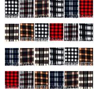 Vicenpal Winter Fleece Scarves Bulk for Homeless Donations Warm Winter Neck Scarf Plaid Scarf for Unisex Men Women, Multicolored, One size