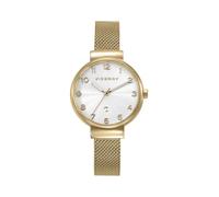 Viceroy Fashion 41150-05 Women's Analogue Gold Stainless Steel Watch, White Dial with Shiny Crystal, Milanese Mesh