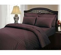viceroy bedding 100% Egyptian Cotton, CLASSIC STRIPE 12" Fitted Sheet, 400 Thread Count (Single, Chocolate Brown)