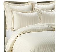 viceroy bedding 100% Egyptian Cotton, CLASSIC STRIPE 12" Fitted Sheet, Cream, Double Bed Size, 500 Thread Count