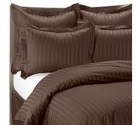 viceroy bedding 100% Egyptian Cotton, CLASSIC STRIPE 16" EXTRA DEEP Fitted Sheet, Chocolate Brown, Single Bed Size, 500 Thread Count