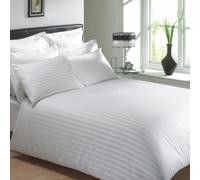 viceroy bedding 100% Egyptian Cotton, CLASSIC STRIPE 16" EXTRA DEEP Fitted Sheet, White, Small Double Bed Size, 400 Thread Count