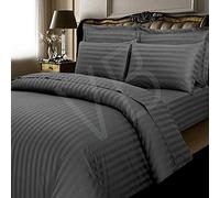 viceroy bedding 100% Egyptian Cotton, CLASSIC STRIPE Flat Sheet, Slate Grey, Single Bed Size, 500 Thread Count