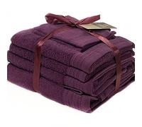viceroy bedding Extra Absorbent Quick Dry Towels 100% Pure Egyptian Cotton 650gsm Bathroom Towel Bale Bundle Bath Fashions Collection Set AUBERGINE PURPLE (3pc Set: Face + Hand + Bath Towel)