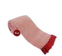 viceroy bedding HERRINGBONE 100% Cotton Sofa/Bed Throw With Tasselled Edging (100" x 155", Red)