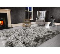 viceroy bedding Modern Extra Large 9cm Thick Dense Pile SHAGGY RUG with SPARKLE SHIMMER Strands - For Living Room Area Rugs - Luxurious Super Soft Touch (Dark Grey, 200cm x 290cm (6.6ft x 9.5ft))