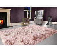 viceroy bedding Modern Extra Large 9cm Thick Dense Pile SHAGGY RUG with SPARKLE SHIMMER Strands - For Living Room Area Rugs - Luxurious Super Soft Touch (Blush Pink, 200cm x 290cm (6.6ft x 9.5ft))