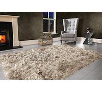 viceroy bedding Modern Extra Large 9cm Thick Dense Pile SHAGGY RUG with SPARKLE SHIMMER Strands - For Living Room Area Rugs - Luxurious Super Soft Touch (Beige Mink, 240cm x 340cm (7.9ft x 11.2ft))