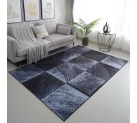 viceroy bedding Modern PRINT NON SLIP Rugs Living Room Carpet Mat For Bedroom Large Area Rug Hallway Kitchen Extra Large Size Low Pile Flat Weave (Check Black Grey, 60 x 110 cm)
