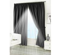 viceroy bedding Pair of Black 90" Width x 108" Drop, Supersoft Thermal BLACKOUT Pencil Pleat Tape Top Curtains INCLUDING PAIR OF MATCHING TIE BACKS, 'Winter Warm but Summer Cool