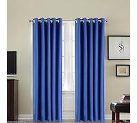 viceroy bedding Pair of BLUE 90" Width x 108" Drop, Luxury FAUX SILK Eyelet Curtains INCLUDING PAIR OF MATCHING TIE BACKS